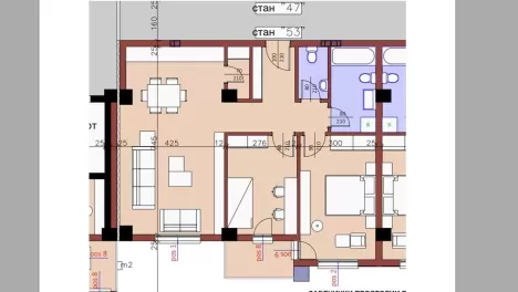Nov stan vo gradba od 78m2 trosoben na 4/6 kata Ilinden